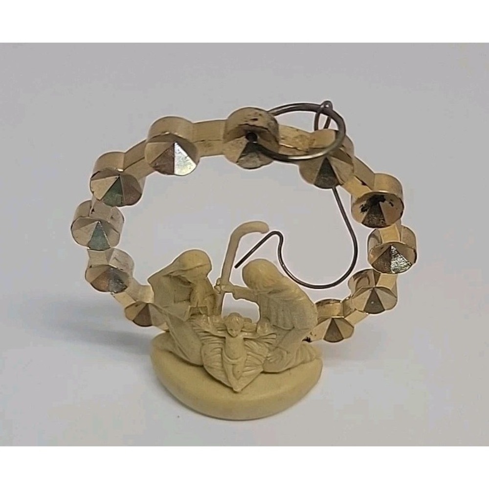 Vintage 1960's Miniature 2" Plastic Nativity Hanging Ornament Hong Kong